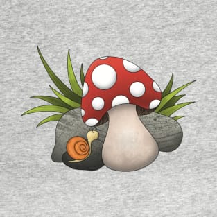 Polka Dot Mushroom With Snail T-Shirt